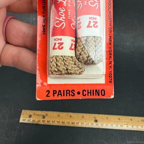 Vtg Woolworth Co Shoe Laces 27 in 5 or 6 Eyelet Light Brown Tan Chino Color Prop - Picture 6 of 9